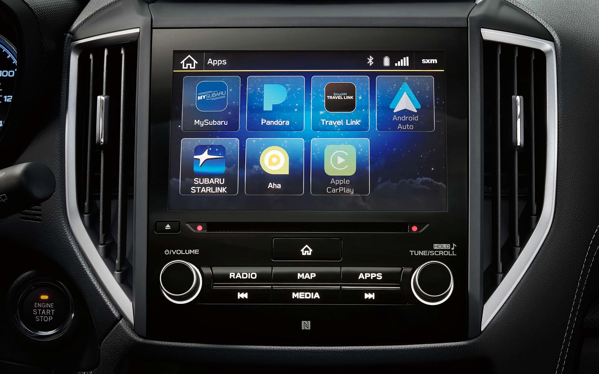 A close-up of the SUBARU STARLINK Multimedia touchscreen on the 2022 Forester. | Paul Moak Subaru in Jackson MS