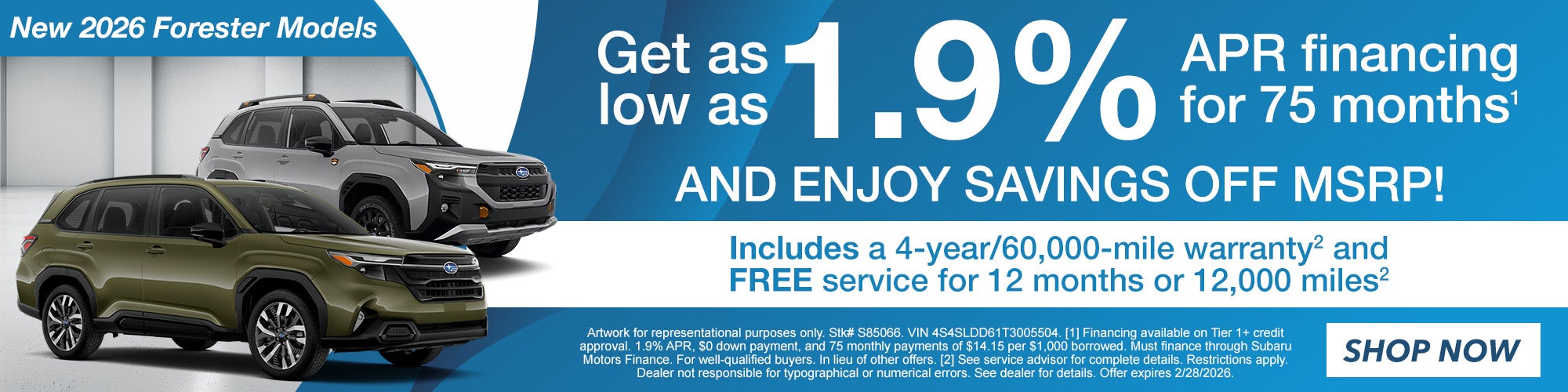 Low APR Financing on Forester Models